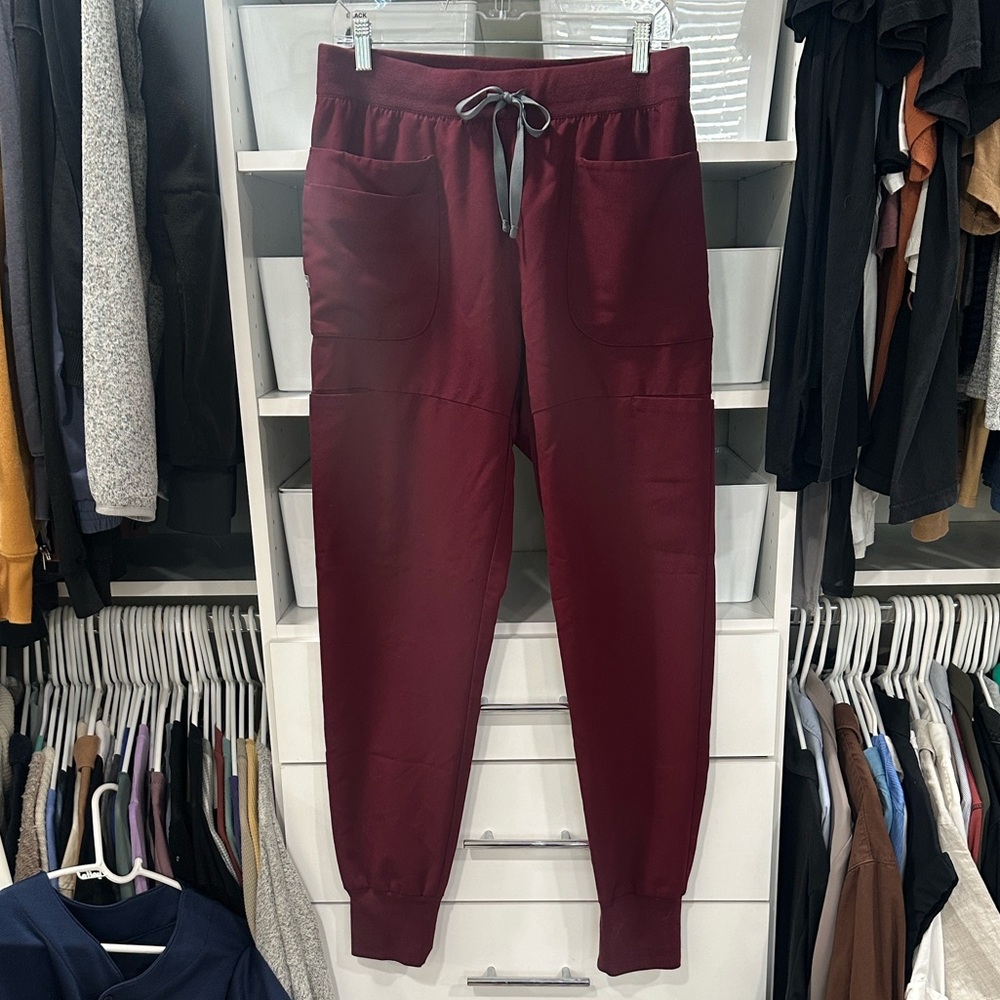 Figs BurgundyHigh Waisted Joggers